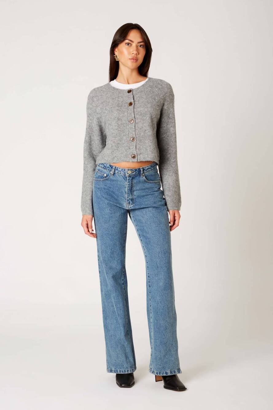 NEW NIA lisa cropped cardigan top in heather grey